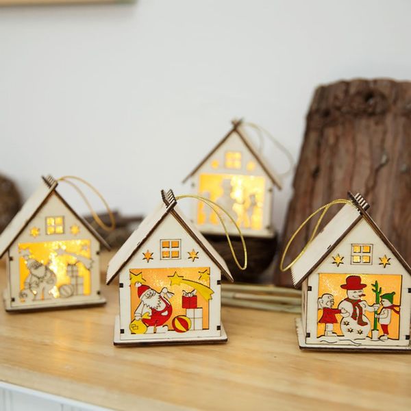 

christmas tree pendant decoration hanging wood color snowman home decor crafts hanging drop ornaments decorations