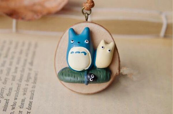 Karikatür Reçine Totoro Kolye Kolye Kadınlar Için Çocuk Japon Güzel Takı Mavi Renk Sevimli Hayvan Kolye Halat Zinciri