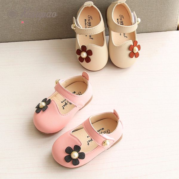 

2019 baby toddler girls flats little kids pu leather fllower girls school party and wedding shoes new children pink dress shoes
