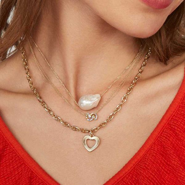 

простой нерегулярное big pearl подвески ожерелье минималистский water drop имитация pearl choker ожерелье элегантный шарм ювелирных изделий, Silver