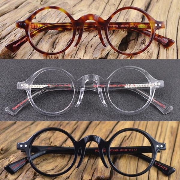 

vintage small round 40mm eyeglass frames hand made acetate full rim able, Black