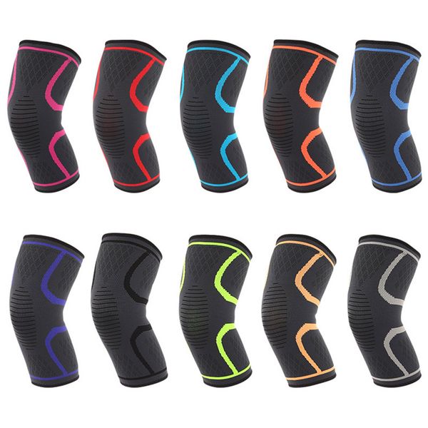 

sports nylon knee pads silicone non-slip breathable leg warmers knitted knee pads four seasons protective gear, Black