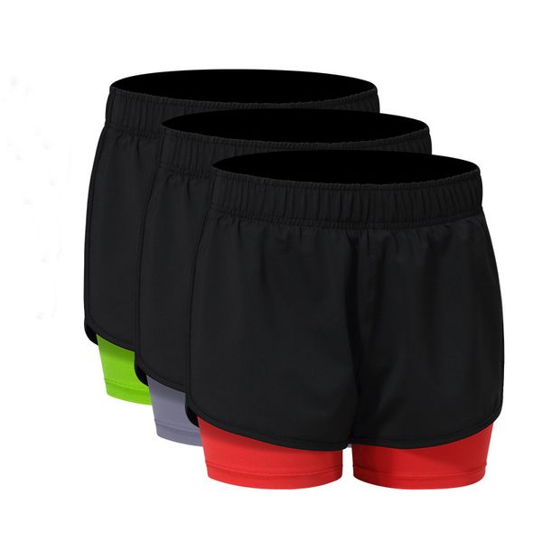 

sport shorts women 2 in 1 fitness sweatpants 2020 new marathon training jogger sweatpants breathable female yoga running shorts, Black;blue