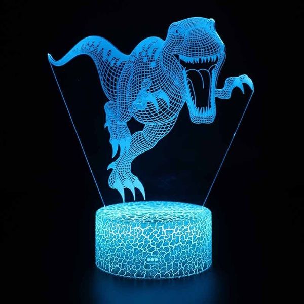 

cartoon dinosaur printing led 3d night light touch/remote control 16 color table lamp usb charging battery powered drop shipping