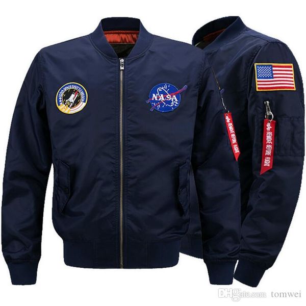 

military style jackets for men bomber nasa jacket windbreak autumn winter coats warm outwear cotton padded overcoat big size, Black;brown