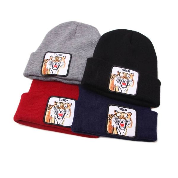 

men women cuff beanie knitted hat winter keep warm cap animal pattern slouchy skull ski hats new, Blue;gray
