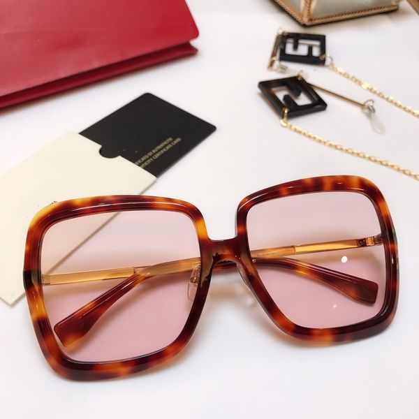 

0391 new women designer sunglasses with chain summer style rectangle big full frame goggles adumbral uv protection with case, White;black