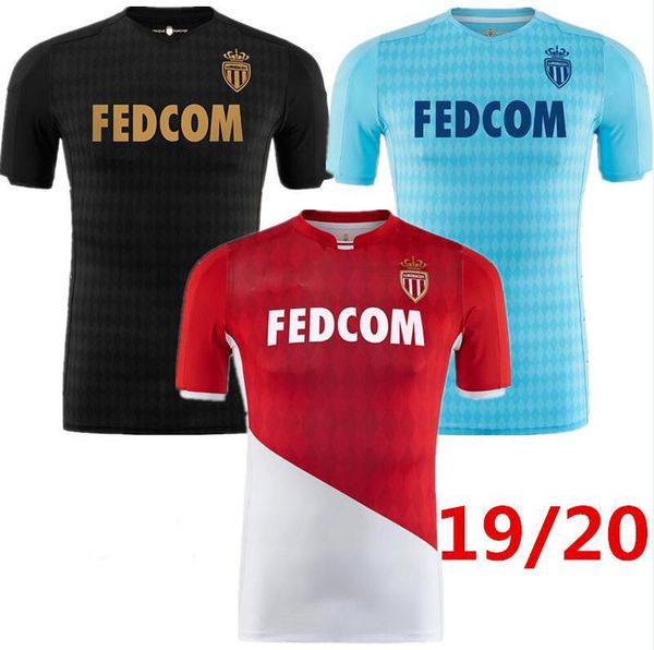 

19 20 monaco occer jer ey 2019 2020 maillot de foot gel on m falcao fabrega golovin jovetic glik chadli football uniform hirt, Black;yellow
