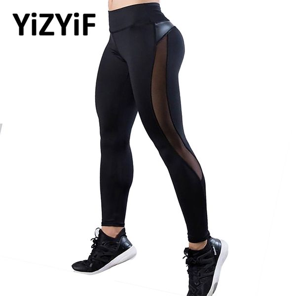 

yoga pants women high waist side mesh splicing stretchy yoga leggings sports trouser gym workout fitness running long pants, White;red