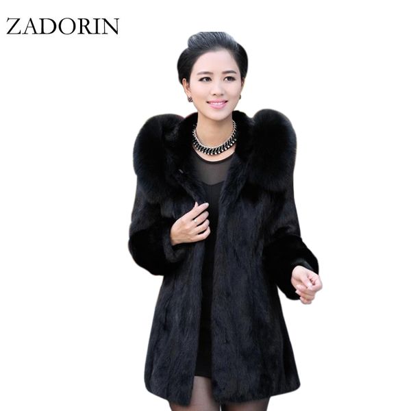 

4xl women winter coat 2019 fashion casual warm faux fur coat hooded plus size ladies fur jackets black overcoat