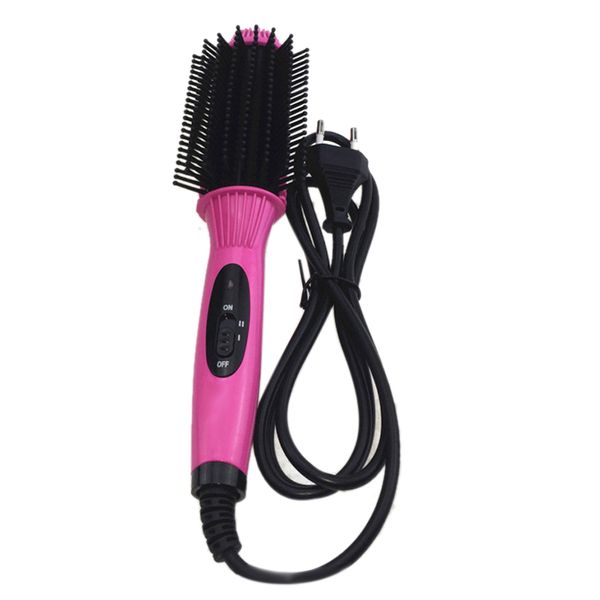 

anion fast heat curler hair straightener electric hair comb brush straightening irons multifunction salon curling tool eu plug, Black