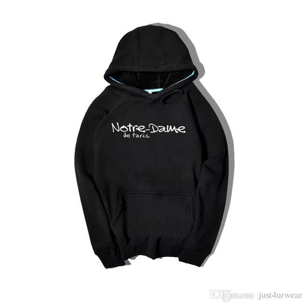 

notre-dame de paris mens hoodies fashion design new hip hop sweatshirts for men women hooded hoodies, Black