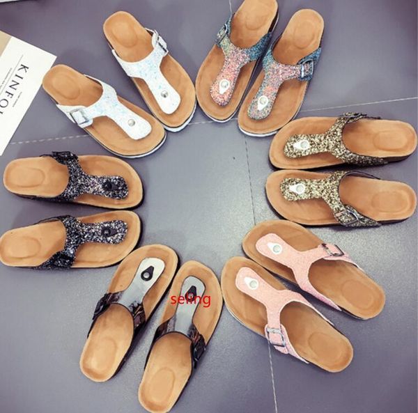

soft cork women slippers summer beach sandals floral flowers slides flip flops silver casual women shoes platform sandals