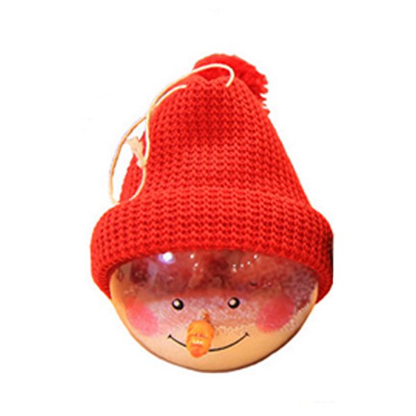 

christmas snowman ball plastic clear snowman doll round ball with red hat christmas tree pendant ornament red