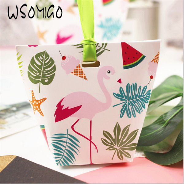 

wsomigo 5pcs pink flamingo creative wedding candy box for guest wedding hand gift bag packaging baby shower party supplies-s