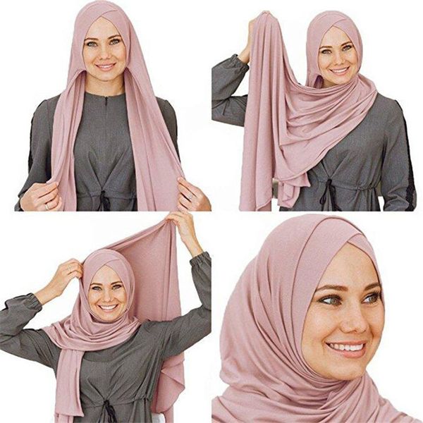 

2019 fashion women's ready to wear instant hijab scarf inner muslim under scarf full cover cap islamic clothing arab headwear, Red