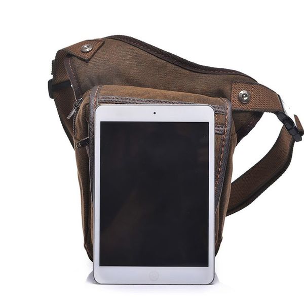 

men motorcycle rider canvas drop leg bag tactical belt waist fanny pack