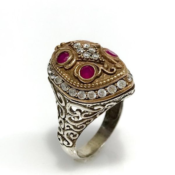 

authentic special design hand handwork silver ring, Golden;silver