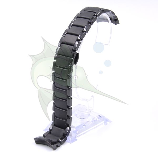 

black ceramic watch band butterfly buckle watch strap accessories watchband for ar1451 / ar1452, Black;brown