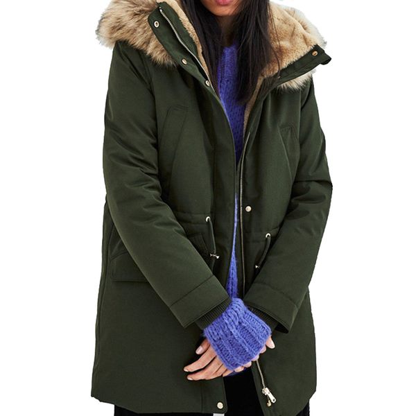 

women parker plus velvet jacket ladies autumn winter new thick solid color hooded plush cotton clothing female outerwear a3047, Black