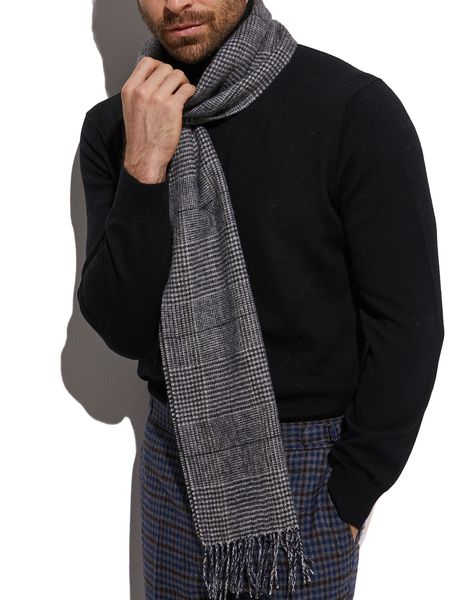

2020 highly selected 100% wool dark grey glen check scarf , warm winter men scarf glen plaid comfortable material y200110, Blue;gray