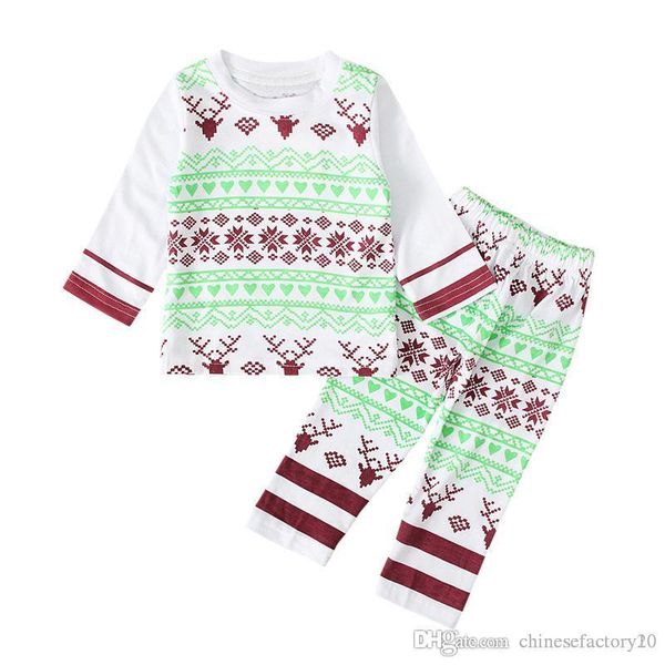 

baby boys christmas elk clothes suit long sleeve shirt + pants 2 pcs clothing set cotton snowflake kid pajamas new autumn 2019, White
