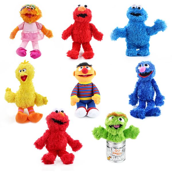 

8 styles sesame street elmo cookie grover bert oscar zoe & emie big bird 26-34cm plush doll gifts retail y200703