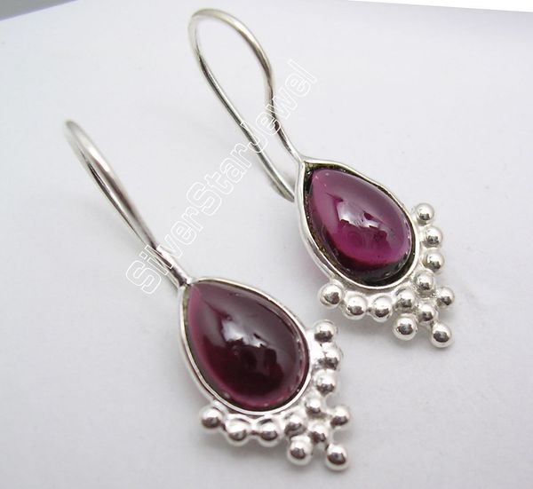 

chanti international silver exclusive red garnet made in india dangle earrings 2.8 cm