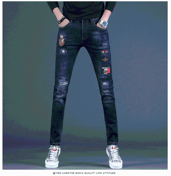 

w05450 fashion men's jeans 2020 runway european design party style men's clothing, Blue