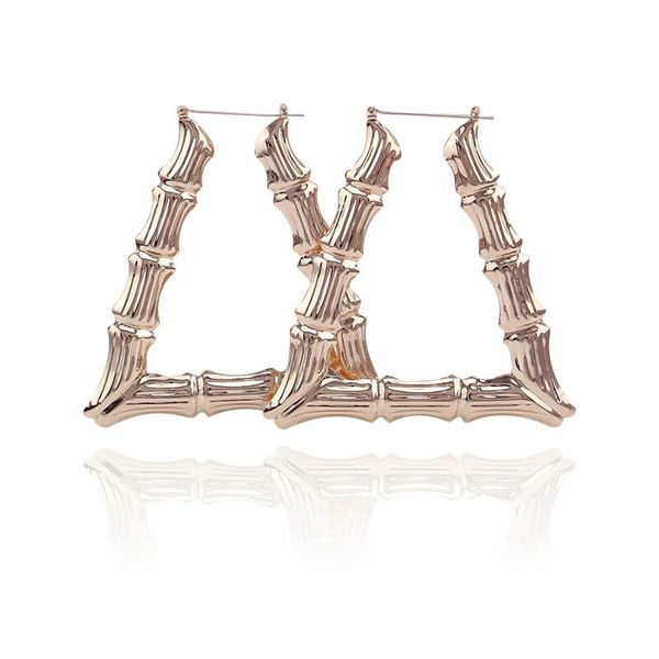 

бамбук болтаются серьги для женщин мода западная горячая распродажа треугольник люстра серьги девушка преувеличены ювелирные изделия 2 цвета, Silver