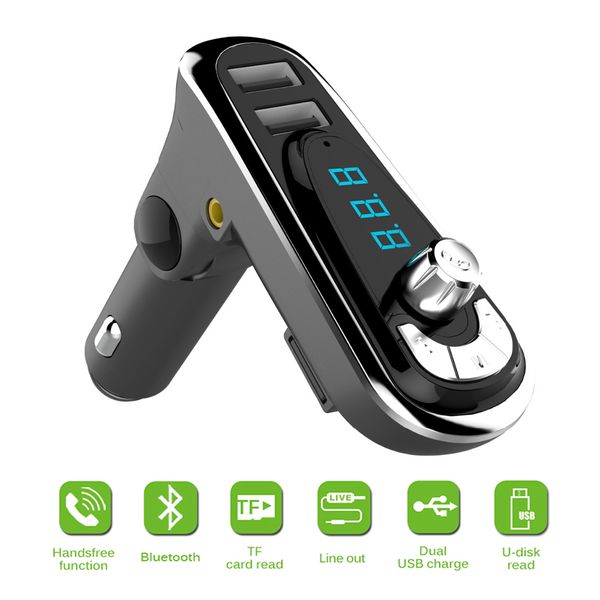 

t16 bluetooth car kit 3-in-1 universal car kit mp3 player fm transmitter bluetototh modulator radio dual port charger