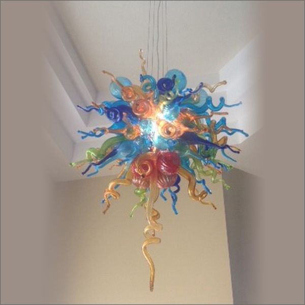 

art decorative designer blown murano glass chandeliers amber multicolor led hand blown glass modern led chandeliers