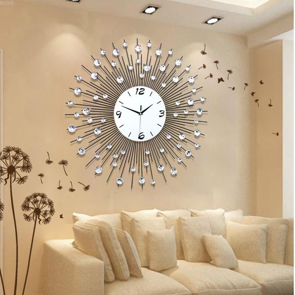 

60cm/ 70cm/ 80cm creative living room bedroom studio popular decorative wall clock with diamond insert home decoration