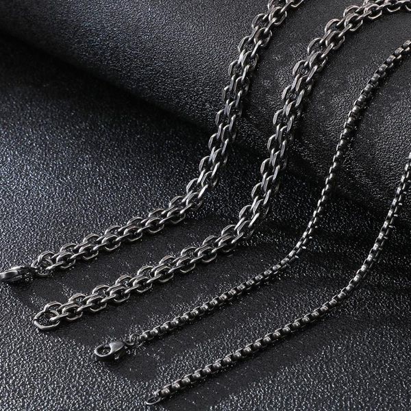 

never fade multipe layer 3/6mm stainless steel chain necklace vintage waterproof mens link curb chain gift jewelry 65.5cm long, Silver