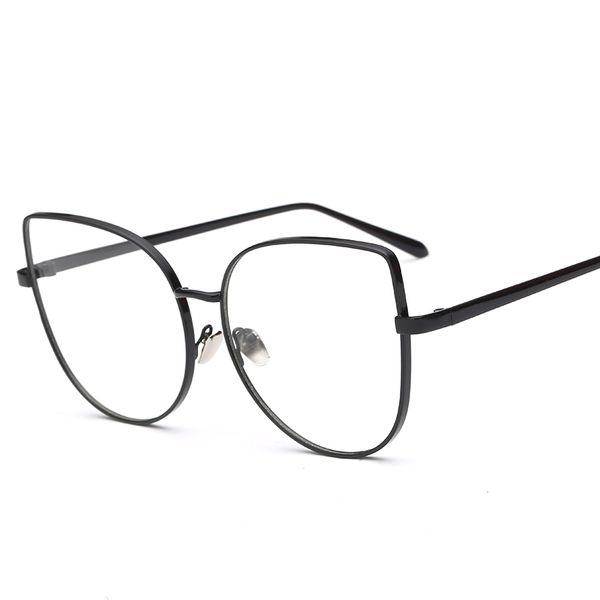 

wholesale- big cat eye glasses frames for women brand black silver gold clear fashion glasses cat eye metal frame