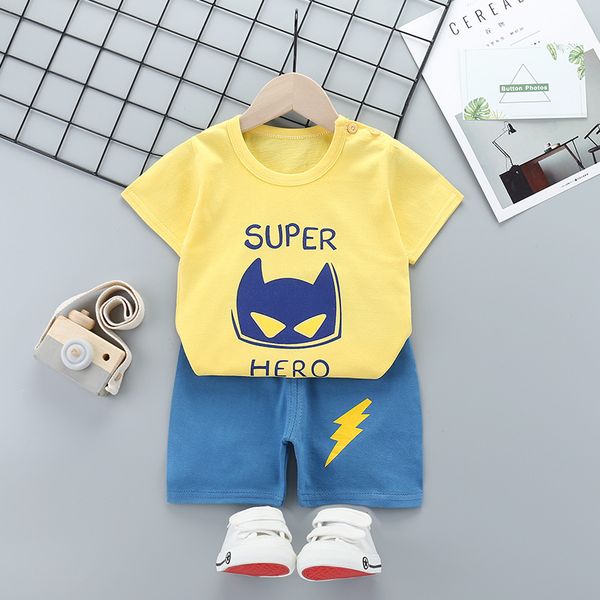 

new baby clothing for children summer boys clothing cartoon kids set soft girls suit t-shirt + pants cotton pajamas, White