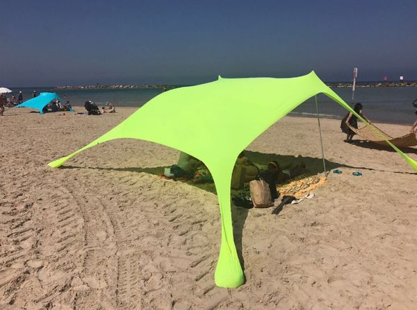 

sea beach campingtent tarp sunshade inflatable shelter canopy sand anchor carry bag canopy rain protect portable 2 pole