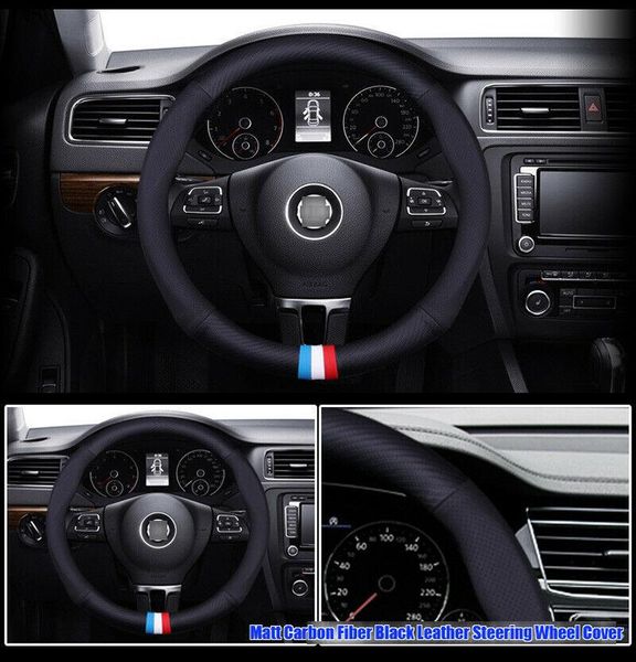 

for toyota rav4 steering wheel cover matt carbon fiber black leather sports