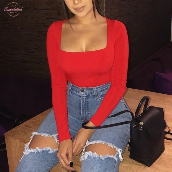 

womens t shirt long sleeve solid square neck tees long t shirt woman tshirt tee shirt femme camiseta mujer tshirt women, White