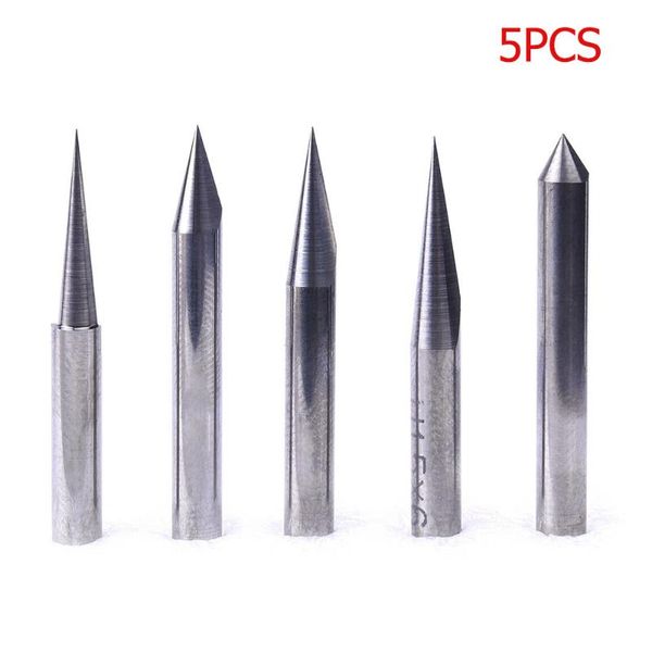 

5pcs carbide engraving bits high-precision metal flat bottom side v-bits 3.175mm 0.1mm tip v-shaped pcb board bit for woodwork