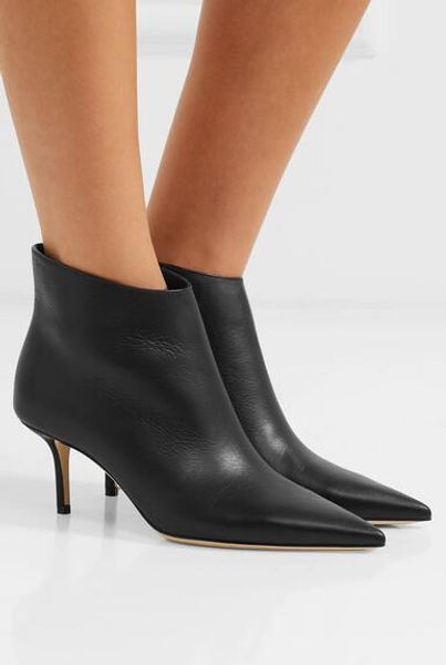 

luxurious brand women stiletto heels marinda ankle boots white,black leather booty ladies famous pointed toe booties