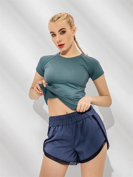 

women yoga seamless sport t shirts fitness clothes short sleeve yoga shirt gym running active wear sport femme 2020, White;red