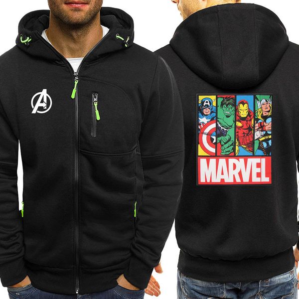 

marvel 2019 autumn the mens hoodies fashion streetwear long sleeve jackets zipper casual coat hoody sweatshirt, Black;brown