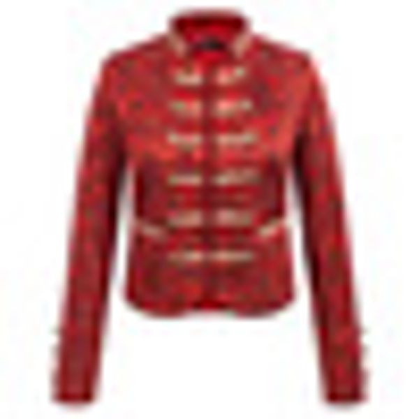 

kk women's coats long sleeve stand collar contrast stripe & buttons decorated coat, Black;brown