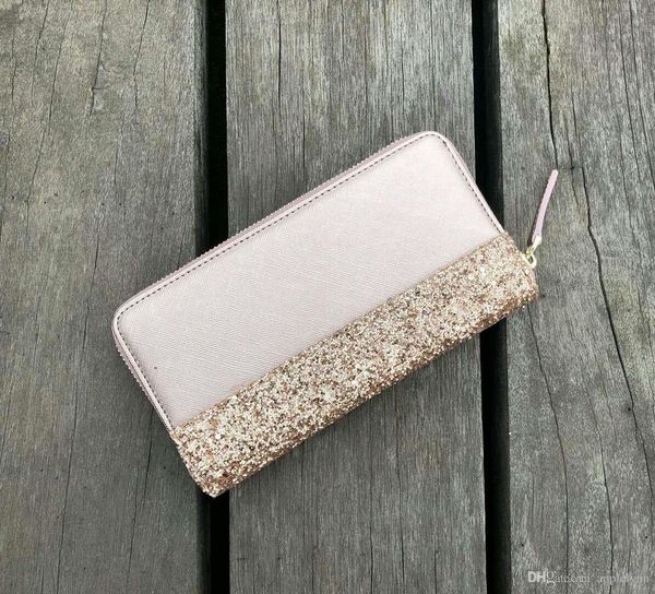 

brand designer glitter wallets shining new zipper cluth bag 5 colors shining for women, Red;black