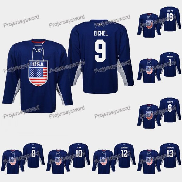 

USA Jack Eichel 2019 IIHF World Championship Jersey Jack Hughes Adam Fox Derek Ryan Alex DeBrincat Chris Kreider Dylan Larkin Ryan Suter