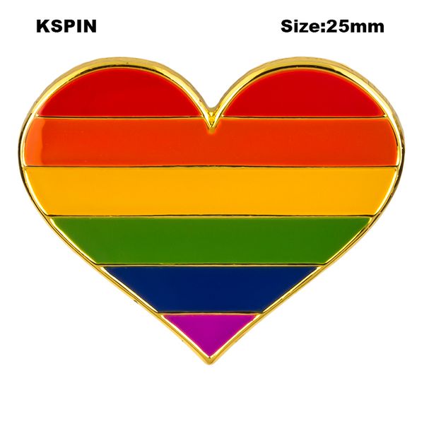 em forma de coração do arco-íris da bandeira de lapela pin badge broche de pino Ícones XY0630