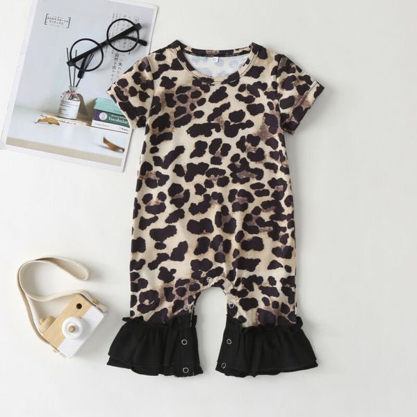 

newborn baby kids girl leopard print romper bodysuit jumpsuit outfits clothes, Blue