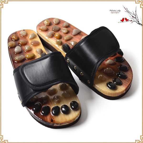 

slipper shoes summer slipper acupoint healthcare men&women health accupressure foot slippers cobblestone jkm, Black