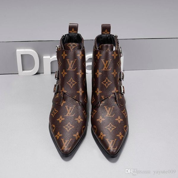 

a4 design winter new fashion luxury zipper women's shoes martin boots leather boots motorcycle boots, Black